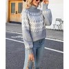 Womens Turtle Neck Pullover Sweater Snowflakes Lantern Sleeve Chunky Nordic Sweater Festive Christmas Sweater Oversized Winter Warm Tops - 4 of 4