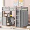 Full Size Loft Bed with Desk, Drawers & Wardrobe, Solid Wood Frame, 14 Slats, No Box Spring Needed - 4 of 4