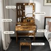 KWPZQEB Makeup Vanity Desk with Mirror & Lights, Vanity Table with 2 Drawers, Stool & Hairdryer Holder, Adjustable Brightness Dressing Table - 4 of 4