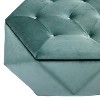 Sapphtopaz Velvet Ottoman with Storage Upholstered Foot Stool with Polygon Diamond Tufted Small Vanity Stool for Living Room, Bedroom, Entryway - 4 of 4