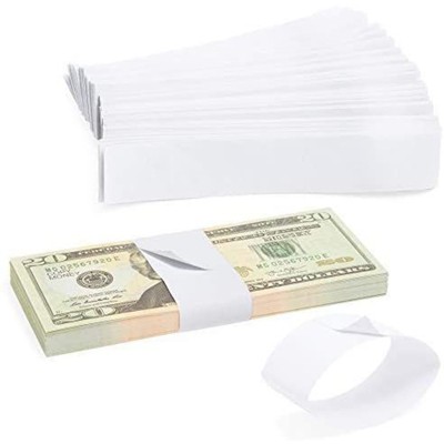 Juvale 300 Pack Blank White Paper Currency Money Band Straps, No Denomination Bill Wrappers, 7.8 x 1.2 In