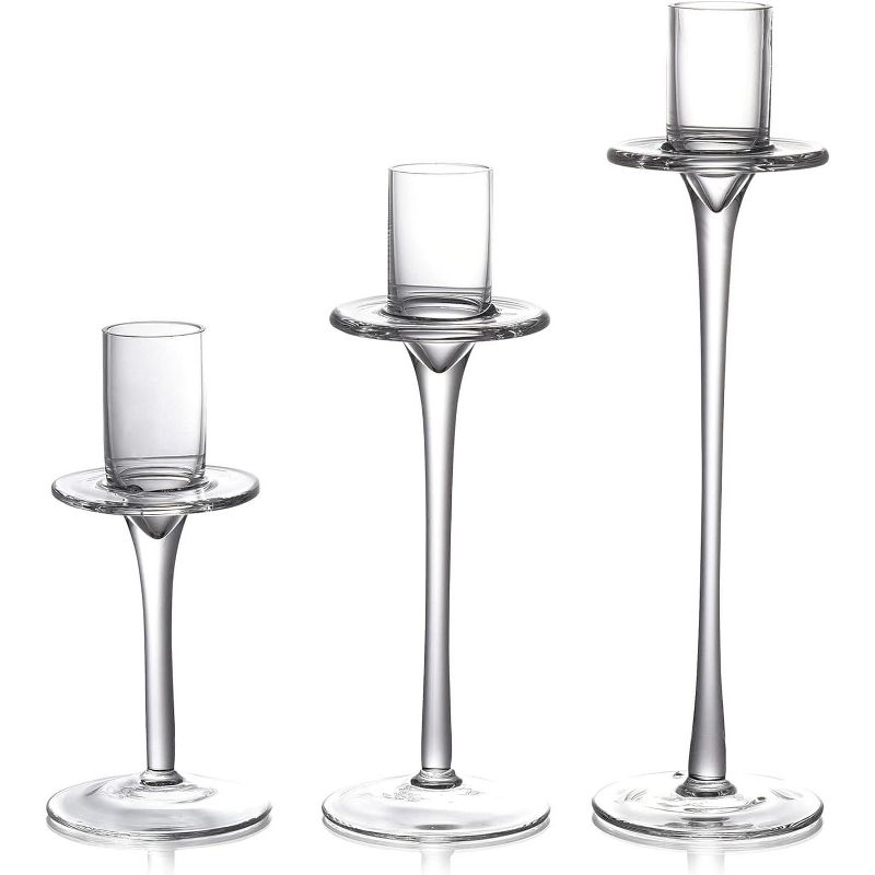 Dawhud Direct Clear Glass Candle Holder for Pillar, Floating, and LED Candles - Set of 3, Clear, 1 of 4