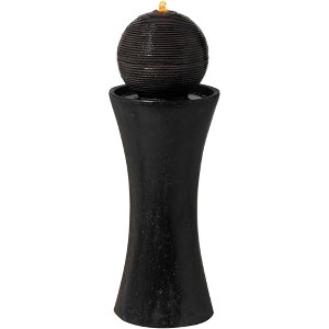 John Timberland Dark Sphere Modern Zen Bubbler Pillar Outdoor Floor Water Fountain with LED Light 30" for Yard Garden Patio Home Deck Porch Exterior - 1 of 4
