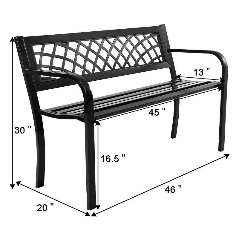 Costway Patio Park Garden Bench Porch Path Chair Outdoor Deck Steel Frame, 3 of 10