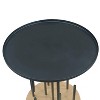 The Urban Port 20" Side End Table Round Matte Black Tray Top Modern Rod Supports with Brass Base Black/Brass - 4 of 4