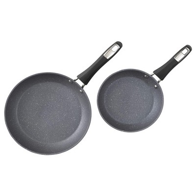 Photo 1 of Bialetti 7556 Impact Covered Nonstick Heavy Gauge Aluminum Oven Safe 8 and 10 Inch Frying Pan Kitchen Set with Silicone Handles, 2 Pack, Gray