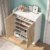 MOEPISY White & Natural Wooden Shoe Cabinet with Doors, 7-Tier Shoe Storage Organizer - 2 of 4