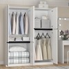 TIRAMISUBEST 74in  Tall White 4-Door Wardrobe Armoire Closet with Hanging Rods – Large Capacity Freestanding Storage Cabinet for Bedroom - 3 of 4