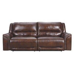 Catanzaro Two Seat Power Reclining Sofa with Adjustable Headrest Mahogany Brown - Signature Design by Ashley