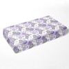 Bacati - Floral Printed Purple Gray 100 percent Cotton Universal Baby US Standard Crib or Toddler Bed Fitted Sheet - 3 of 4