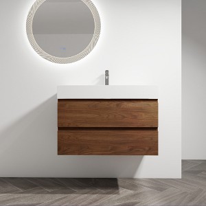 ChicFurnit Bathroom Vanities Modern Vanity with Sleek Design and Ample Storage for Bathroom Spaces, Brown,35.4”*18.13”*24.4" - 1 of 4