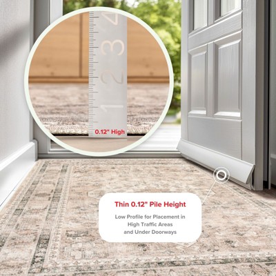 Elegant Gray 22" x 14" Synthetic Easy-Care Rectangular Area Rug