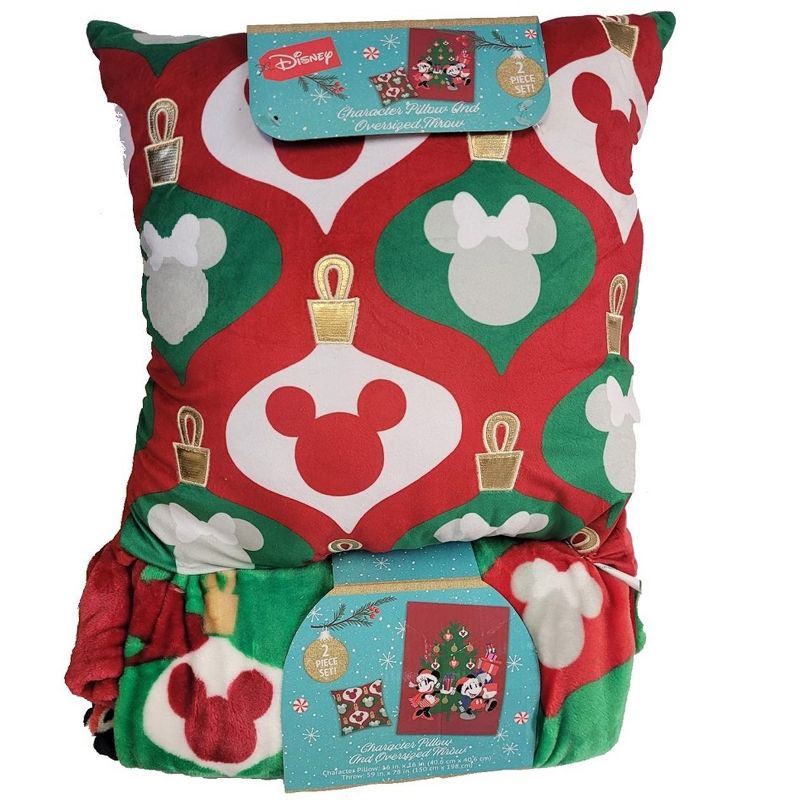 Jay Franco 2-Piece Disney Christmas Character Pillow and Oversized Throw, 1 of 4