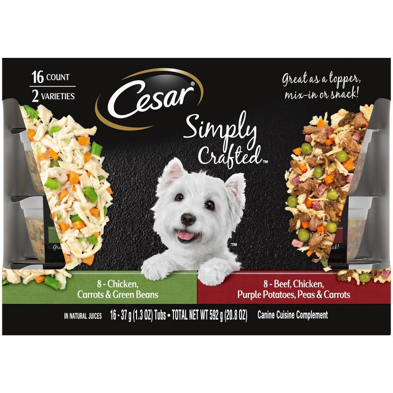 Cesar Simply Crafted with Chicken, Carrot, Green Beans and Beef Adult Wet Dog Food, 1 of 12