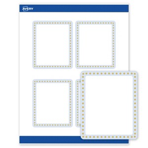 Avery 4" x 3-1/3" Labels, Gold Dots with Blue Border, 40 ct - 1 of 4