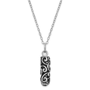 Black Bow Jewelry Rhodium Plated Sterling Silver Cylinder Ash Holder Necklace, 18 Inch - 1 of 4