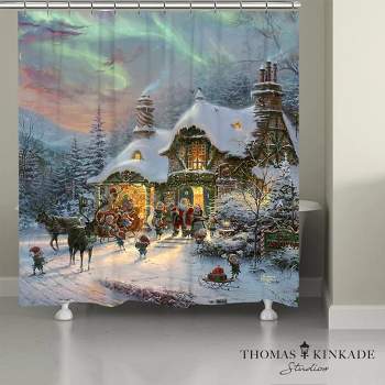Thomas Kinkade Santa's Night Before Christmas Shower Curtain - Multicolored