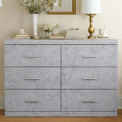 Galano Carmelo 6 Drawer Dresser (Interlock) - Concrete