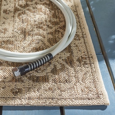 Beige Cream Synthetic Rectangular Stain-Resistant Area Rug