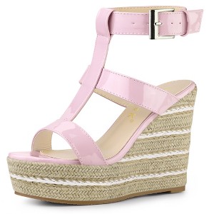 Allegra K Women's Espadrille Strappy Platform Wedges Sandals - 1 of 4