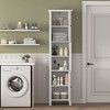 Munora - 66.93" Tall Bathroom Floor Storage Cabinet - 2 Doors, 6 Shelves (Adjustable) - Slim Freestanding for Living Room/Laundry - White - 3 of 4