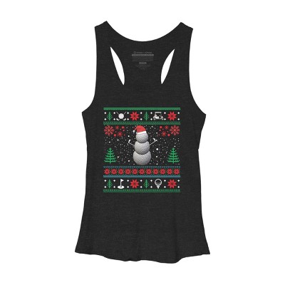 Women's Design By Humans Christmas Golf Golfing Golfer Ugly Christmas Xmas By pahari Racerback Tank Top