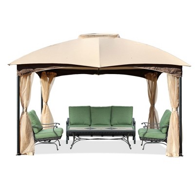 Aoodor Patio Gazebo Metal Frame with Mesh Netting Canopy Top