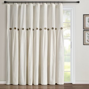 Home Boutique Extra Long Linen Button Window Curtain Panel - Off White - 100 inch Long  x 84 inch Wide - 1 of 1