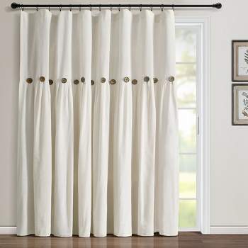 Home Boutique Extra Long Linen Button Window Curtain Panel - Off White - 100 inch Long  x 84 inch Wide