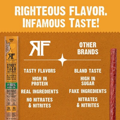 Righteous Felon Craft Jerky Street Taco Protein Snack Pork Meat Stick - 1oz/9ct