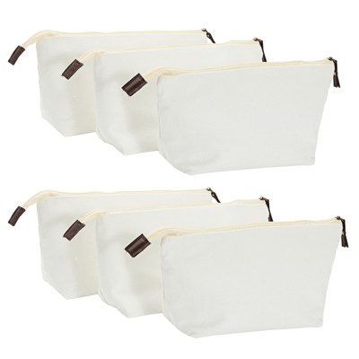 6 Pcs Blank Diy Craft Canvas Pencil Pouch Blank Makeup Bags-pouch Bulk  Cosmetic Bag (beige 8.5 X 5.