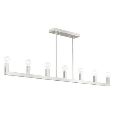 Brushed Nickel 7-Light Linear Chandelier with Tubular Arms