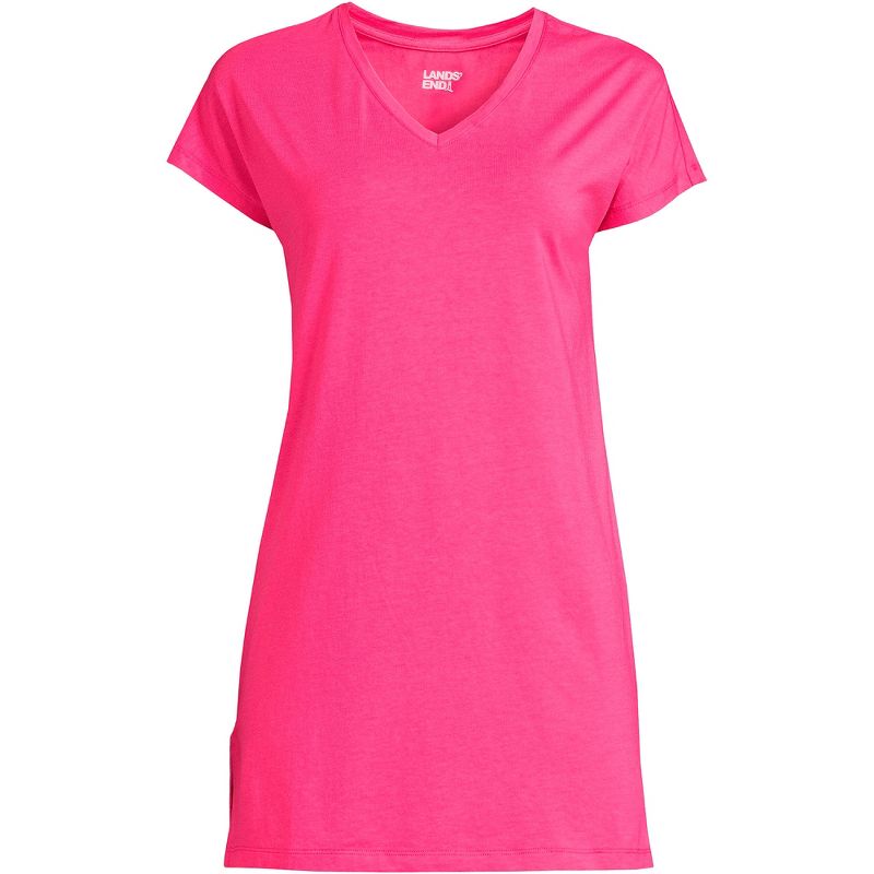 Lands' End Women's Short Sleeve Jersey Extra Long Vneck Tunic, 2 of 3