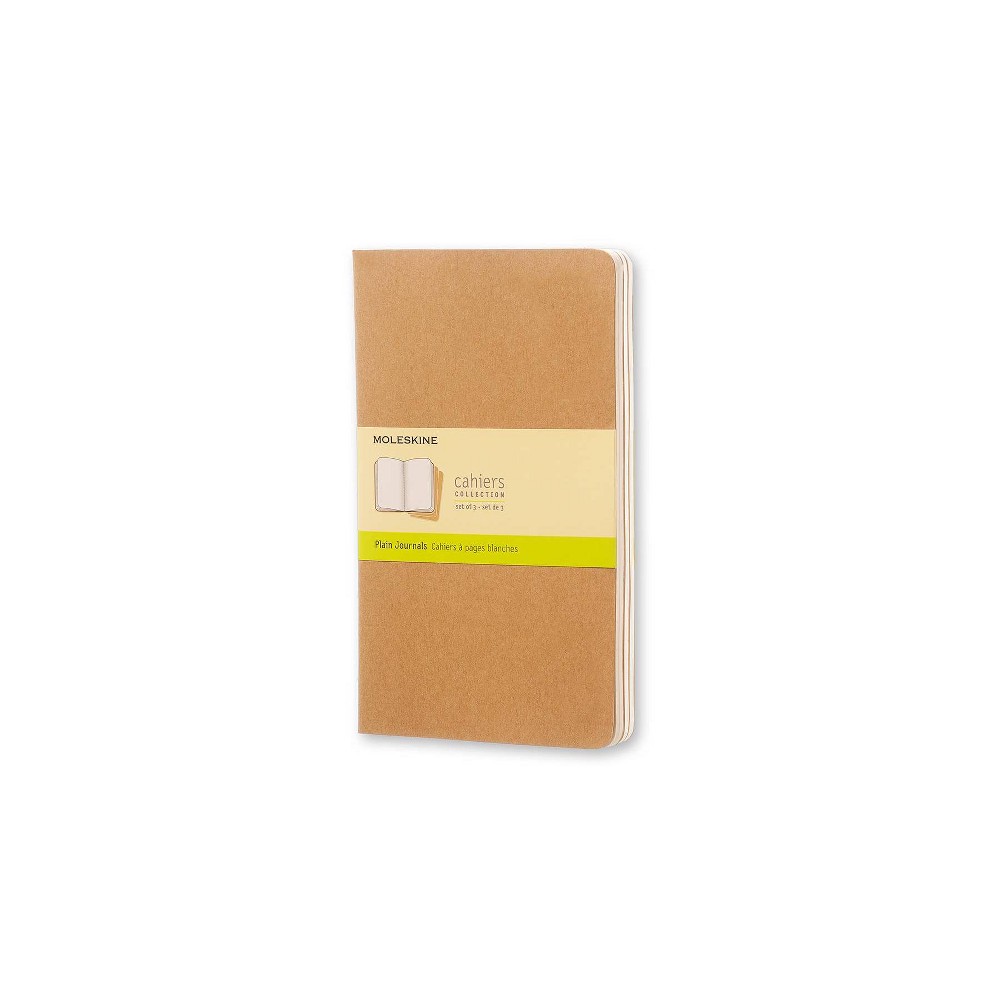 Moleskine Cahier Journals, No Rule, 3pk, 240 sheets Total, 5.25" x 8.25" - Brown