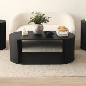 47.5 In Oval Coffee Table,Large Rectangle Coffee Table With Storage with Double Pedestal Base-Maison Boucle - 1 of 4