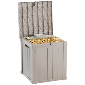 Naysaye Deck Boxes, 45 Gal Outdoor Storage Deck Box, Small Patio Storage Bin for Garden Tools, Black & Brown, 30.75"*17.13"*21.85" - 1 of 4