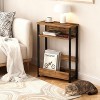 Narrow Side Table with Storage Shelf and Magazine Rack Slim Nightstand for Small Spaces Bathroom Bedside Table for Living Room Bedroom - 2 of 4