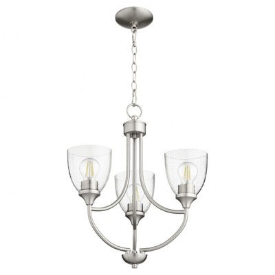 Quorum Lighting Enclave 3-Light Chandelier, Satin Nickel, Clear/Seeded