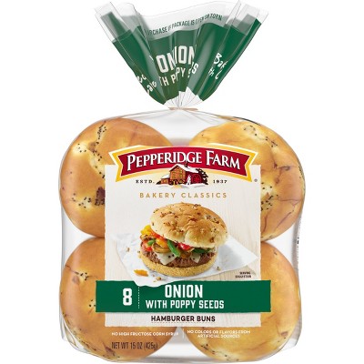 Pepperidge Farm Bakery Classics Onion with Poppy Seeds Hamburger Buns - 15oz/8pl