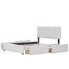 Upholstered Platform Bed with Classic Headboard and 4 Drawers No Box Spring Needed Linen Fabric Queen Size Beige - 4 of 4