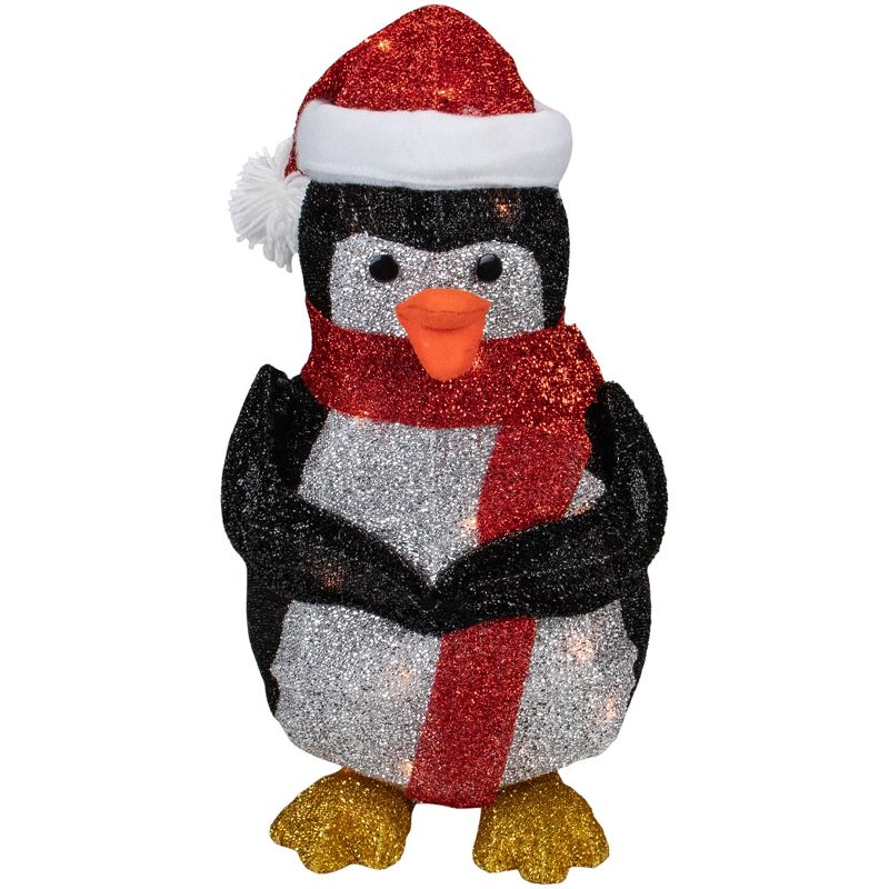 Northlight 19.5" White and Red Lighted Penguin with Santa Hat Outdoor Christmas Decoration, 1 of 6