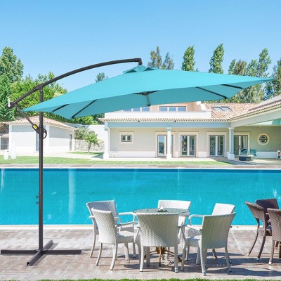 Sonkuki 8.2x8.2 FT Outdoor Hanging Umbrella Patio Offset W/t Cross Fade-resistant