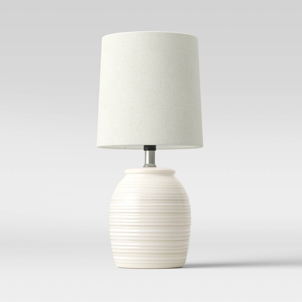 Embossed Striped Pattern Ceramic Mini Lamp White - Threshold (2 Lamp)