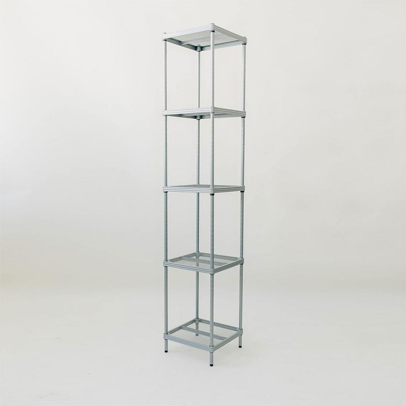 Design Ideas MeshWorks 5 Tier Full-Size Metal Storage Shelving Unit Tower for Kitchen, Office and Garage Organization, 13.8” x 13.8” x 70.9” Silver, 4 of 7