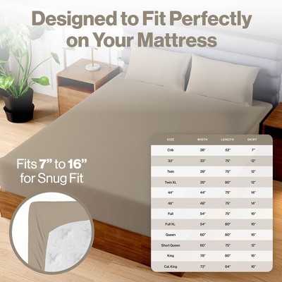 Taupe Full Size Cotton Fitted Sheet - 200 Thread Count