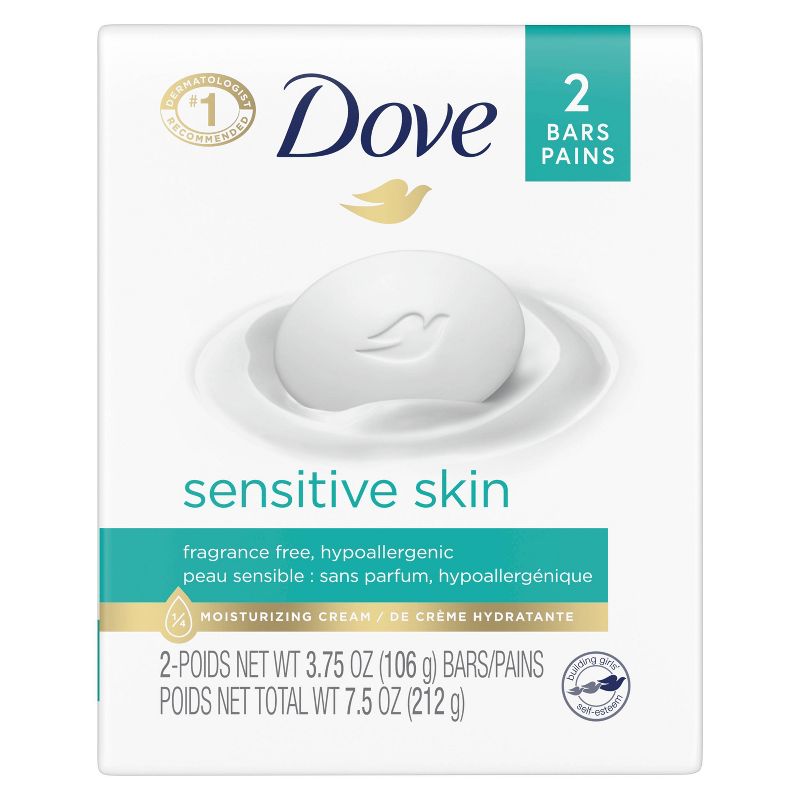 Dove Beauty Sensitive Skin Moisturizing Unscented Beauty Bar Soap, 1 of 14