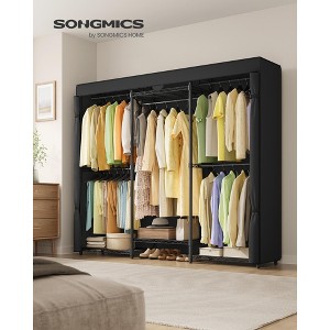 Heavy-Duty Garment Rack with 5 Hanging Rails and 6 Mesh Shelves, 514 lb Capacity Portable Closet, No-Tool Assembly, Ink Black - 1 of 4