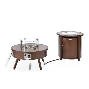 LeisureMod Walbrooke Patio Round Fire Pit and Tank Holder - 1 of 4