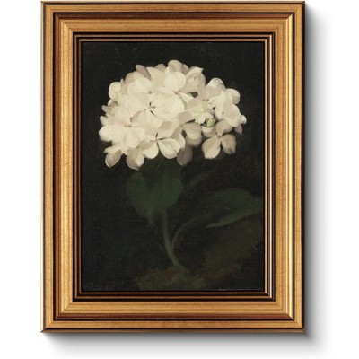 BRINJOY Vintage Floral Canvas Wall Art - Gold Framed White Hydrangea Oil Painting, 8x10 Inch Kitchen & Bedroom Decor