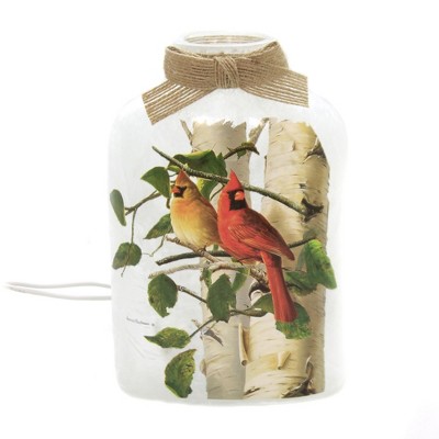 Stony Creek 6.0 Inch Summer Cardinals Lit Jar Red Birds Birch Tree Electric Novelty Sculpture Lights